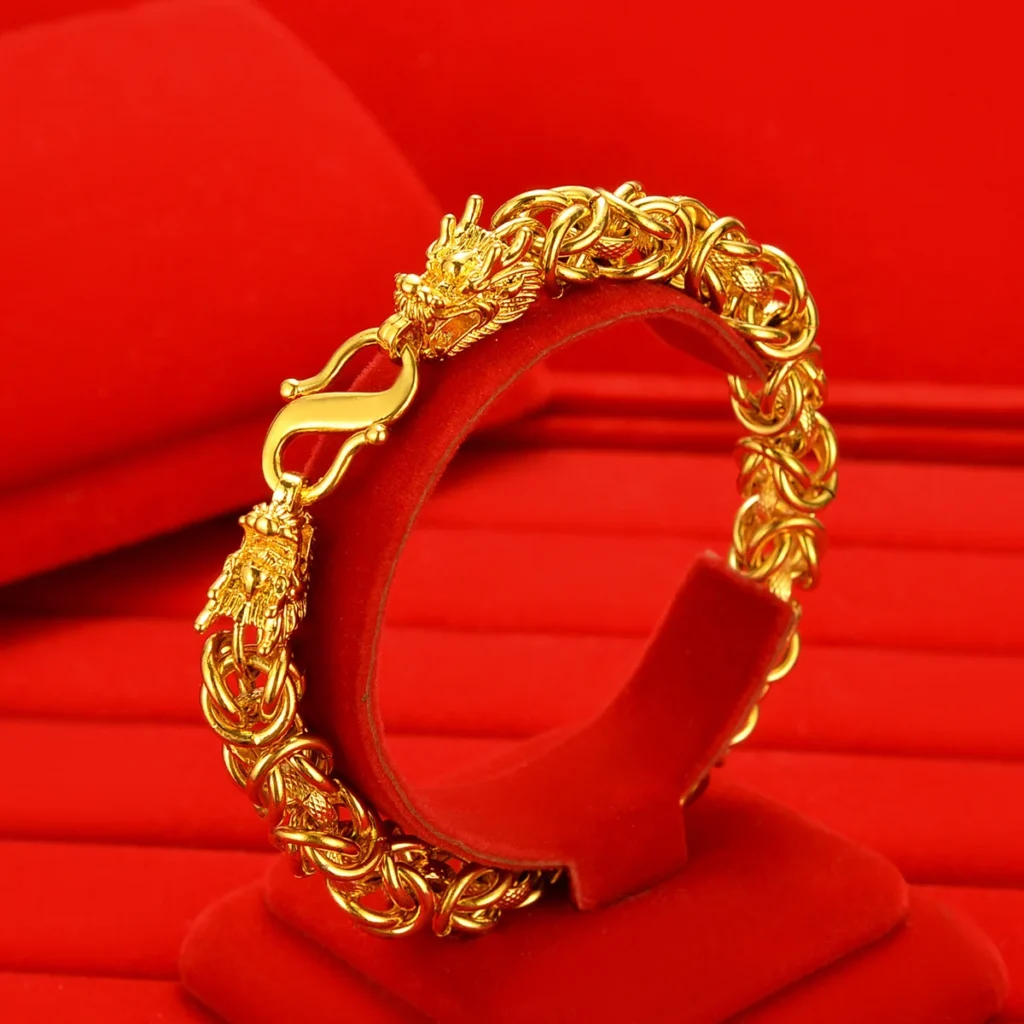 AU999 Gold Bracelet Jewelry Mens Domineering Retro Cloth
